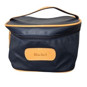 Jon Hart Design Navy Blue Coated Canvas Makeup Bag Toiletry Case "Rachel"